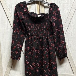 Wonder Nation Black Dress with Pink Floral Design